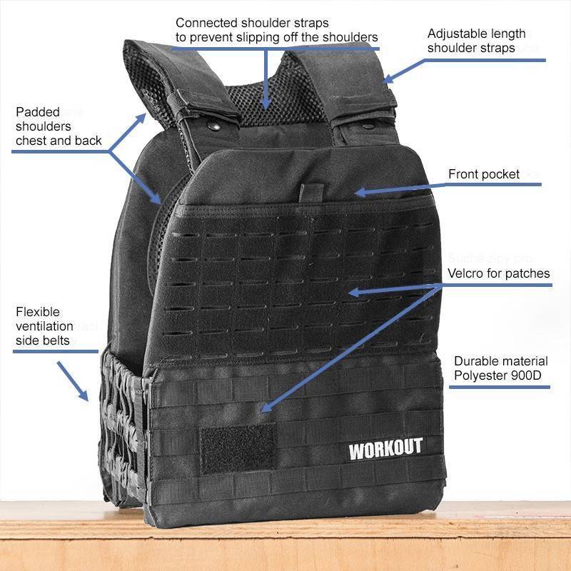 Tactical Plate Weight Vest  WORKOUT - Grey