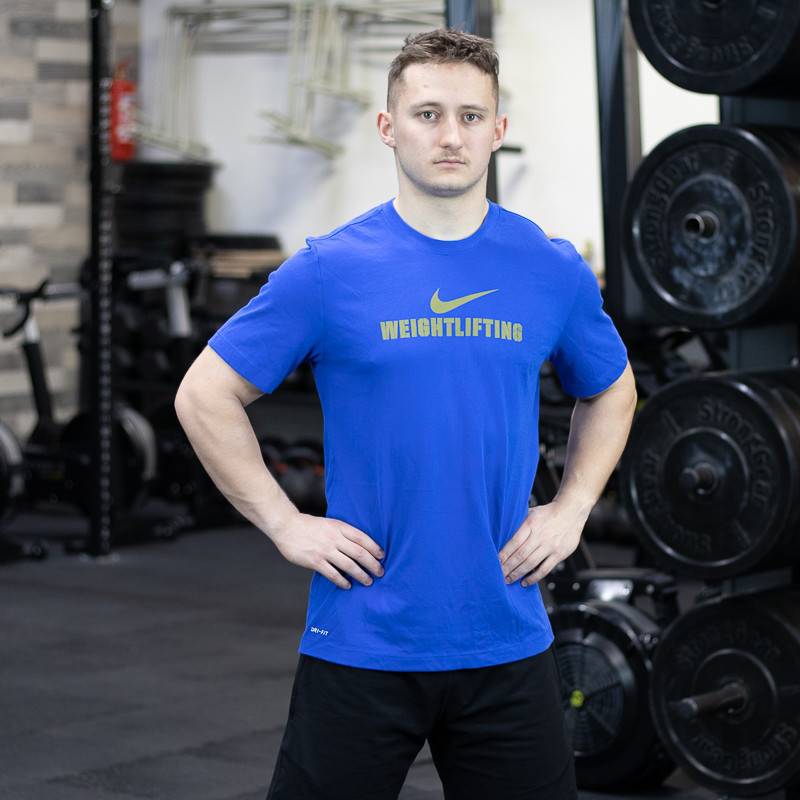 Nike Mens Weightlifting Tee - Blue/Gold