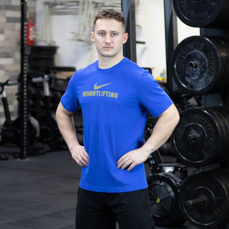 Nike Mens Weightlifting Tee - Blue/Gold