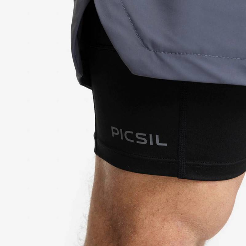 Man Shorts Picsil Premium 2 v 1 compression + Shorts - grey