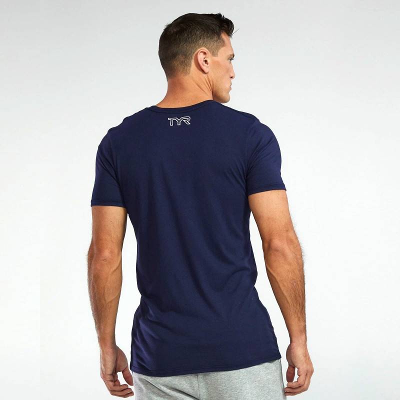 Man T-Shirt Ultrasoft Lightweight Tri Blend Tech Tee - blue