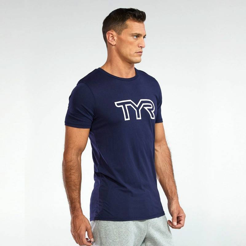 Man T-Shirt Ultrasoft Lightweight Tri Blend Tech Tee - blue