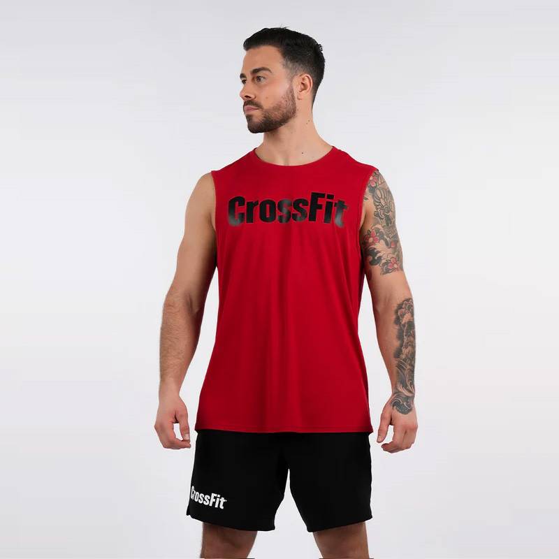 Mens CrossFit Rider tank top red