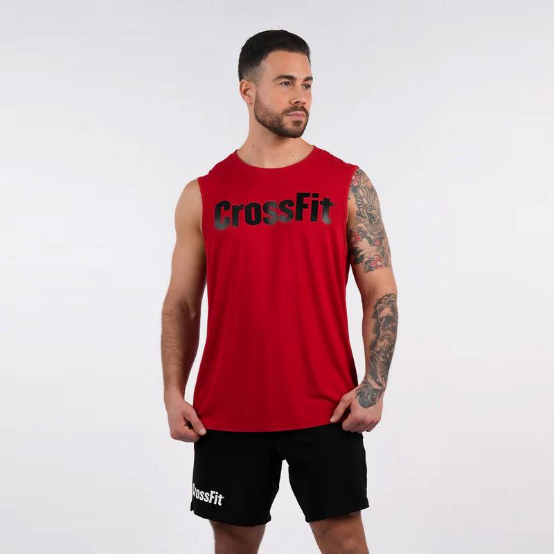 Mens CrossFit Rider tank top red