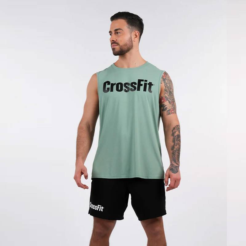 Mens CrossFit Rider tank top green