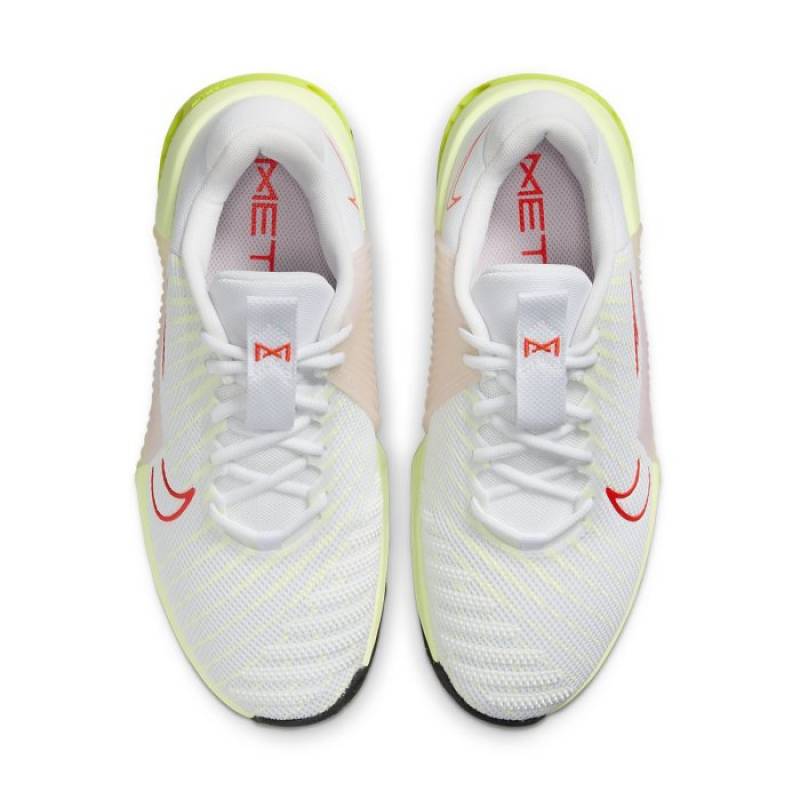 Womens CrossFit Shoes Nike Metcon 9 - WHITE/BRIGHT CRIMSON-VOLT-BARELY VOLT