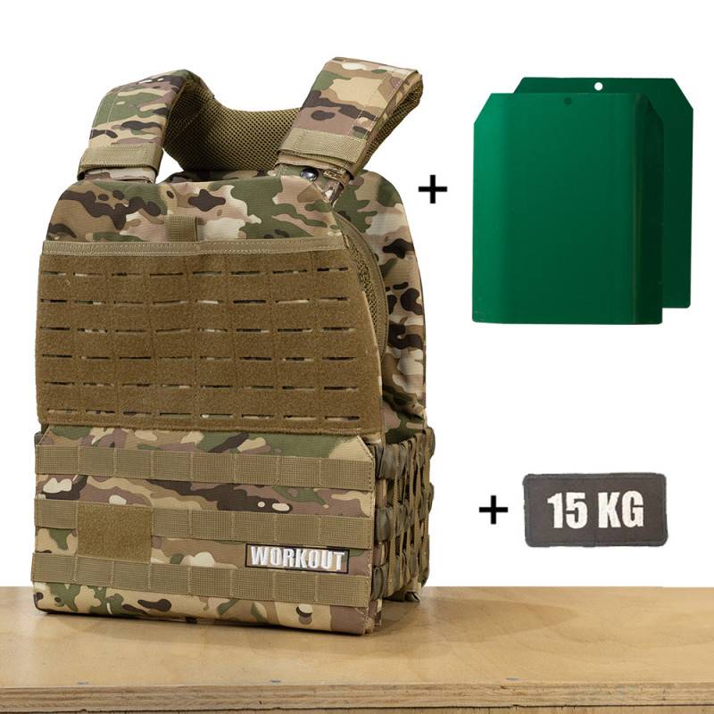 Tactical Plate Weighted Vest 15 kg WORKOUT - Camo