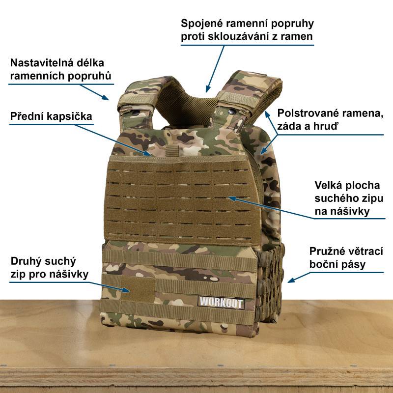 Tactical Plate Weighted Vest 15 kg WORKOUT - Camo