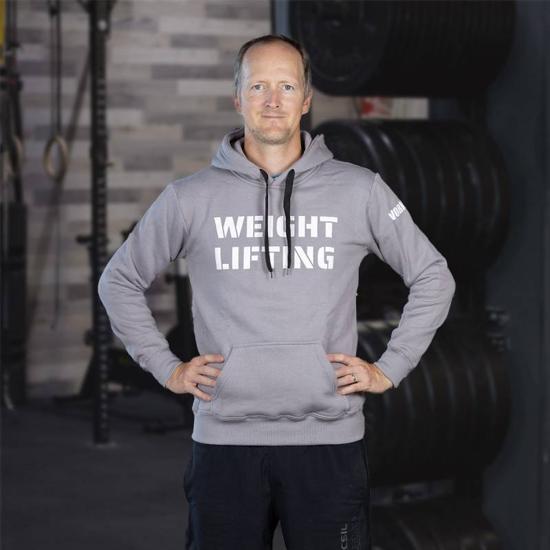 Man hoodie Weightlifting eco fleece - grey