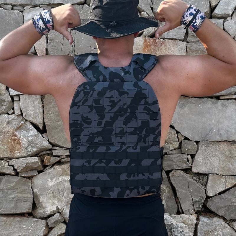 Zátěžová taktická plátová vesta WORKOUT - black camo