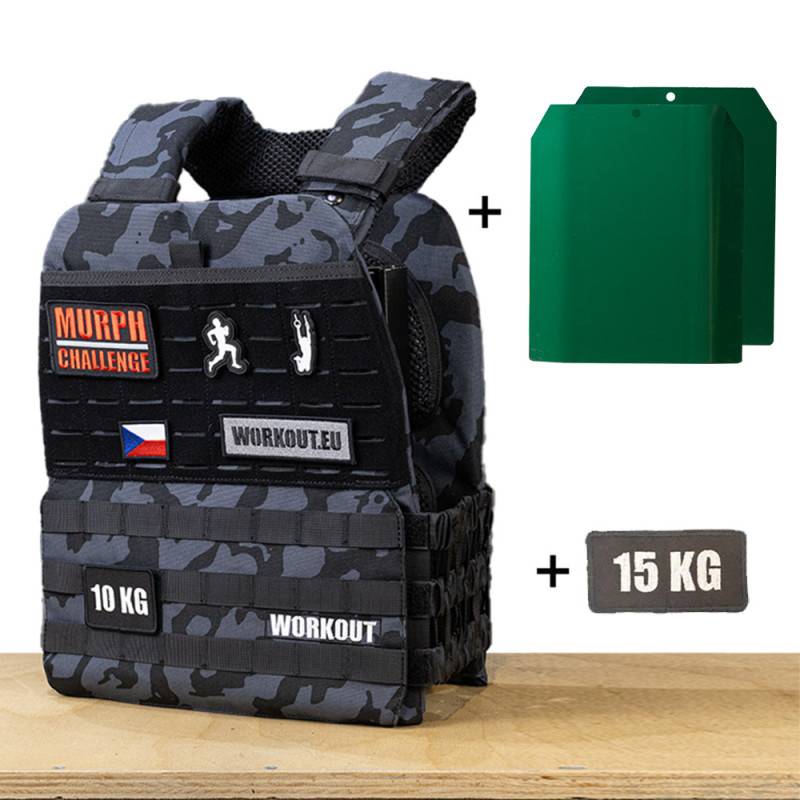 Tactical Plate Weight Vest 15 kg WORKOUT - black camo