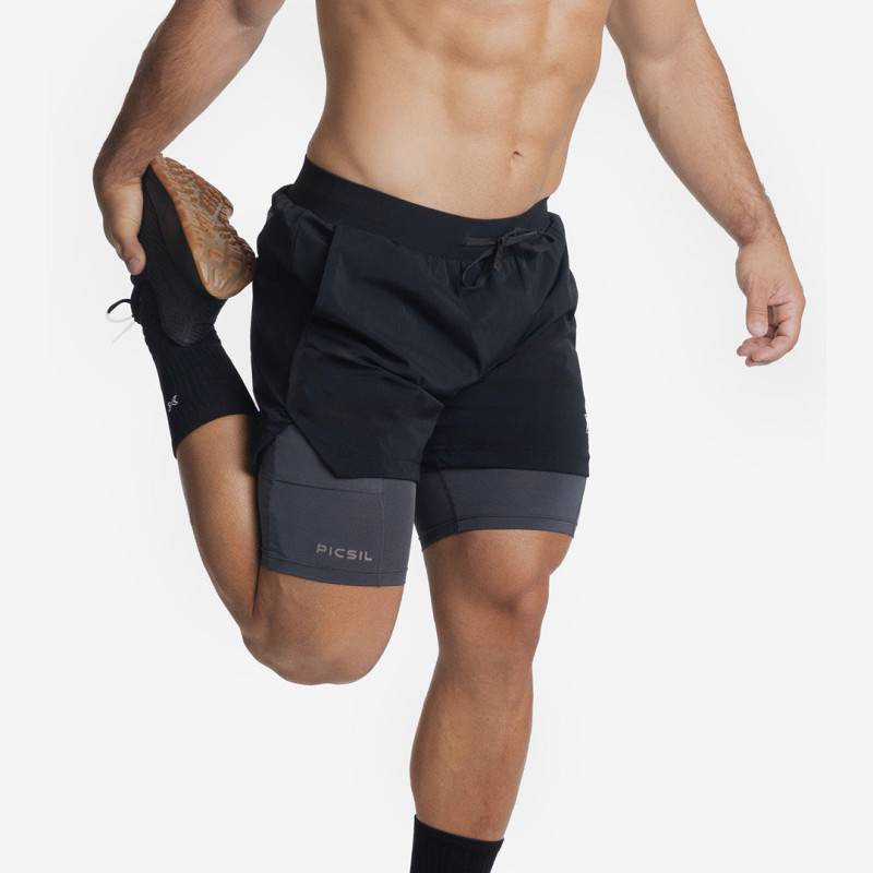 Man Shorts Picsil Premium 2 v 1 compression NEW - black