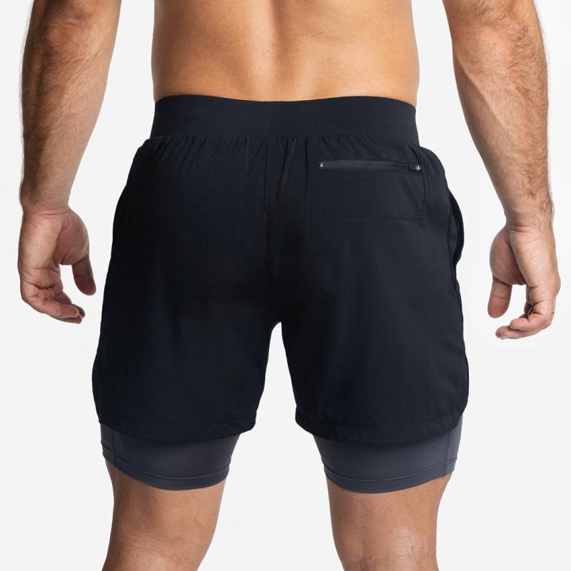 Herren Picsil Premium 2-in-1 Compression Shorts NEW - Schwarz