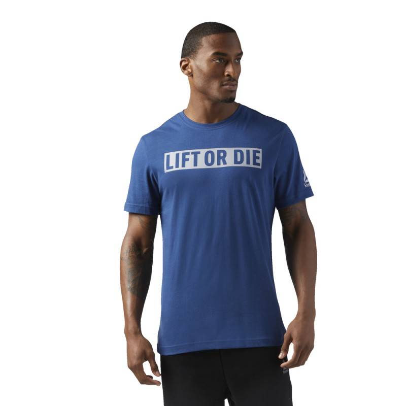 Man T-Shirt LIFT OR DIE modré