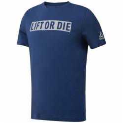 Man T-Shirt LIFT OR DIE modré