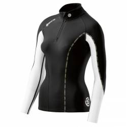 Woman compression T-Shirt SKINS DNAmic Thermal L/S Mock Neck with zip Black/Cloud