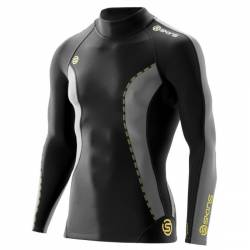 Man compression T-Shirt SKINS DNAmic Thermal L/S Mock Neck Black/Pewter