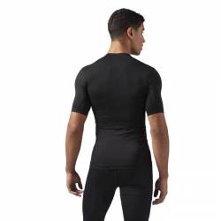 Man compression T-Shirt Workout - black s logem