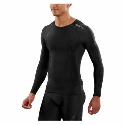 Man compression T-Shirt Skins DNAmic Mens Top Long Sleeve Black/Black