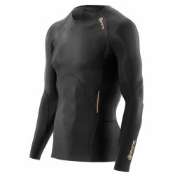 Man compression T-Shirt Skins A400 Mens Black Top Long Sleeve