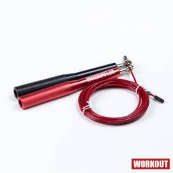 Švihadlo WORKOUT s hliníkovou rukojetí - černo/červené + červené lanko