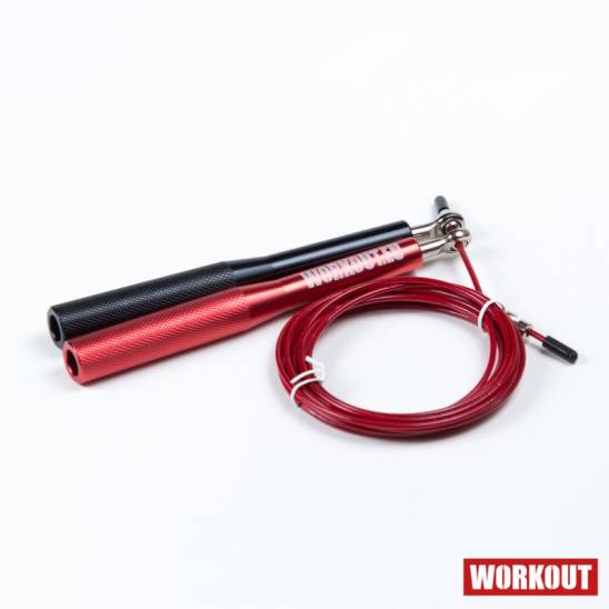Švihadlo WORKOUT s hliníkovou rukojetí - černo/červené + červené lanko