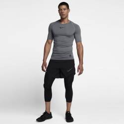 Man training top Nike - short sleeve - Nike Pro - grey