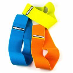 Výhodný set tří textilních odporových gum - modrá oranžová žlutá