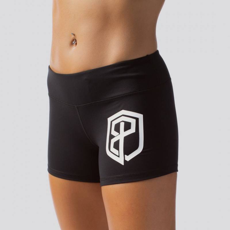 Woman Shorts Renewed Vigor Booty Shorts (Black / White Logo