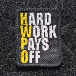 Nášivka Hard work pays off (HWPO) žlutá - malá