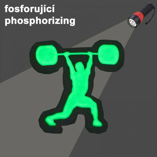 Nášivka se suchým zipem WORKOUT - fosforující weightlifter 5 x 5 cm