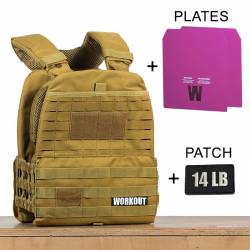 Zátěžová taktická plátová vesta 14 lb WORKOUT 3.0 - Khaki