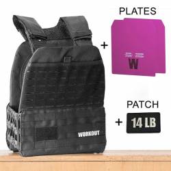 Tactical Plate Weight Vest 14 LB WORKOUT 4.0 - Black + Velcro patch (for WOD Murph)