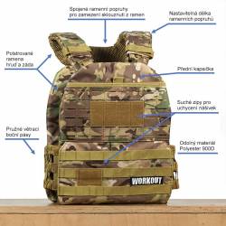 Tactical Plate Weighted Vest 15 kg WORKOUT - Camo 