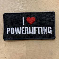 Velcro patch I love Powerlifting - 95 x 50 mm