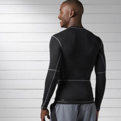 Man T-Shirt WOR COMPR LO SLEEVE SOLID BK4180