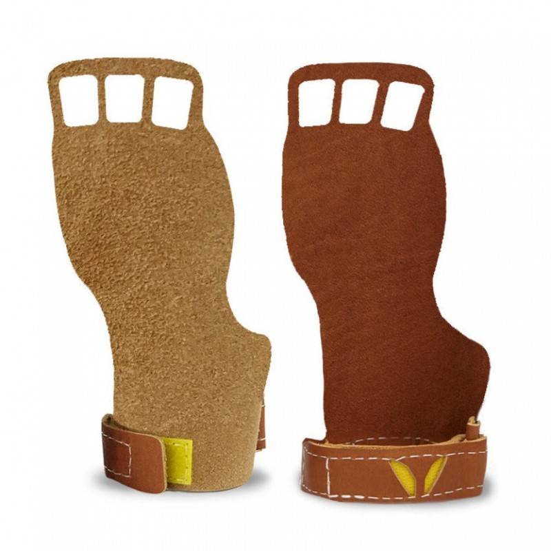 Woman leather 3-finger Grips Full coverage Victory Grips - tan