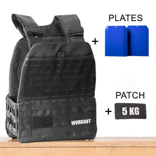 Zátěžová taktická plátová vesta 5 kg WORKOUT - černá