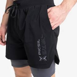 Man Shorts Picsil Premium 2 v 1 compression + Shorts - black