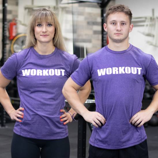 Tréninkové unisex tričko WORKOUT - fialové