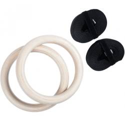 Wooden gymnastic rings with straps - 28 mm diameter