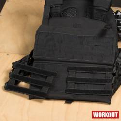 Zátěžová taktická plátová vesta 10 kg WORKOUT - černá