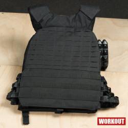 Zátěžová taktická plátová vesta 10 kg WORKOUT - černá
