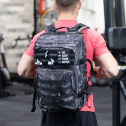 Fitness backpack WORKOUT - dark leaves reflective patch WORKOUT.EU