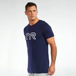 Man T-Shirt Ultrasoft Lightweight Tri Blend Tech Tee - blue