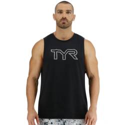 Man Top TYR Logo Tech Tank - Solid / Heather black