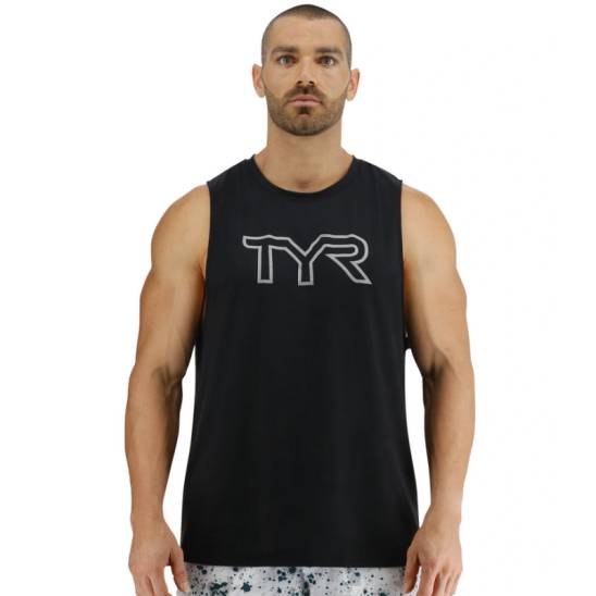 Man Top TYR Logo Tech Tank - black