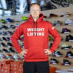 Man hoodie Weightlifting eco fleece - red