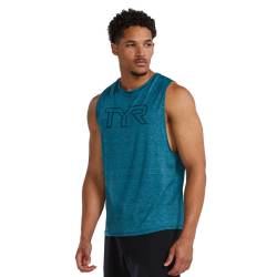 Man Top TYR Logo Tech Tank - lagoon