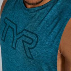 Man Top TYR Logo Tech Tank - lagoon
